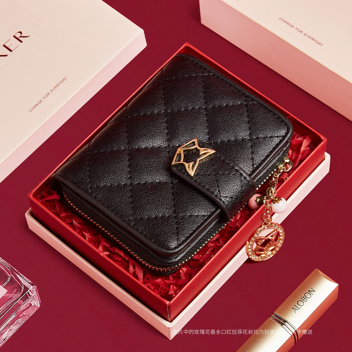 Golden Fox (FOXER) Модный ромб короткий зажим для денег Джокер легкий женский кошелек 218017F