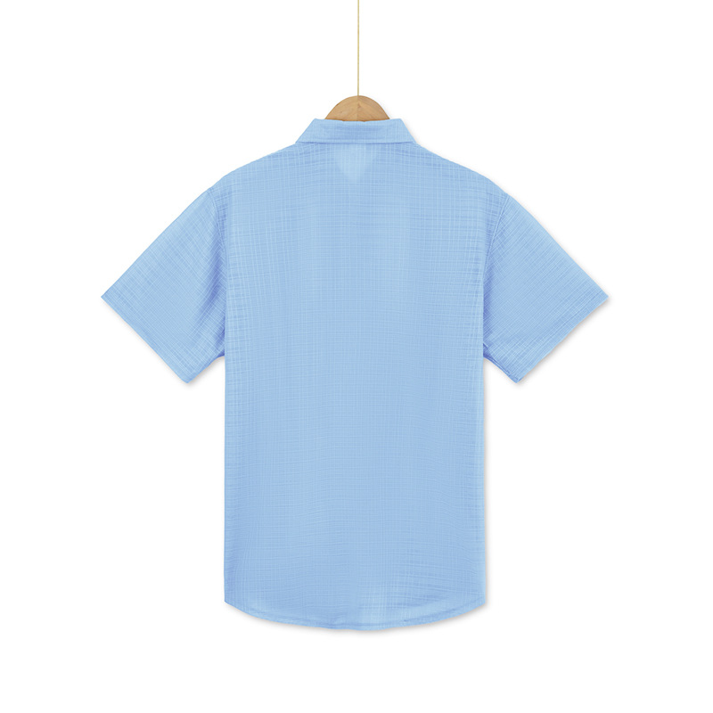 Chemise d'été à manches courtes pour homme, couleur unie, double poche, décontractée, pour les vacances_voghion.com