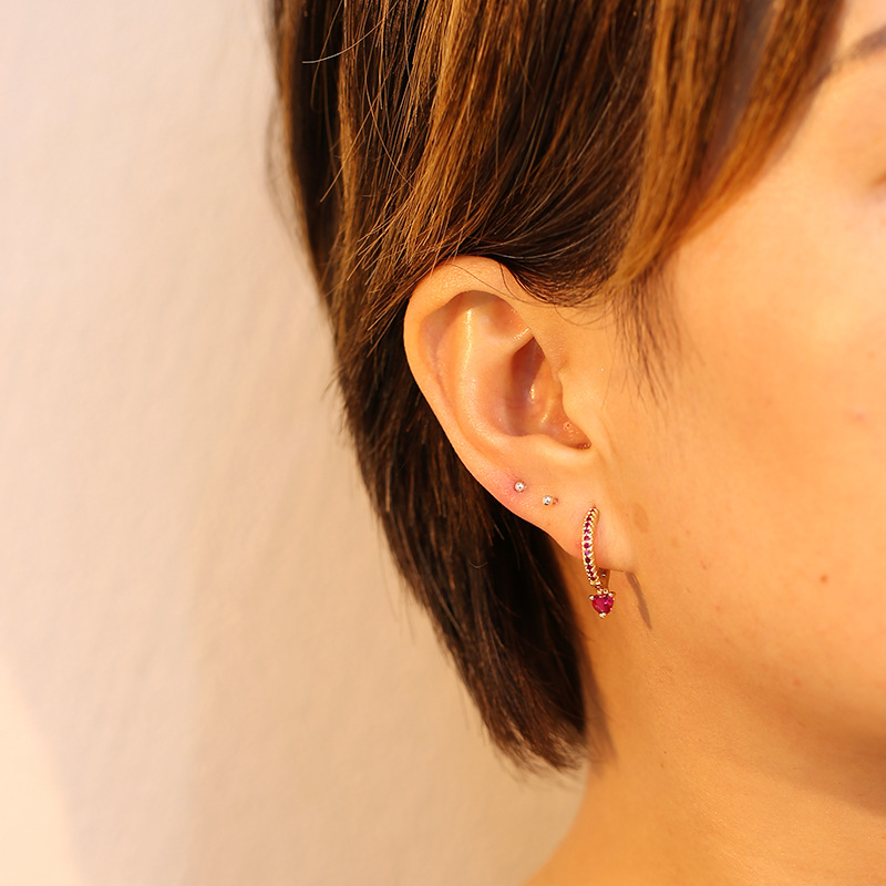 Copper Material Gold Plated Plating Fashion Heart Shape Copper Plating Inlay Zircon Drop Earrings 1 Pair