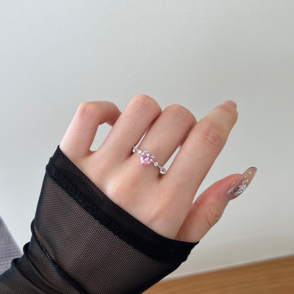 3g Weight Zircon Inlay Material Rings Classification 1 Piece Quantity Daily Occasion 925 Sterling Silver Material Heart Shape Pattern Women's Gender Plating Design Elegant Style 925 Sterling Silver Zircon Heart Shape Rings 925 Sterling Silver Rings 42