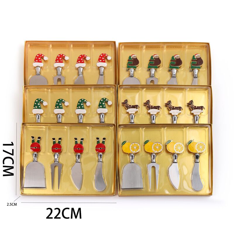 Cross-Border Baking Four-Piece Boxed Butter Cheese Knife and Fork Set Stainless Steel Western Cutlery Export Tableware Gift Box