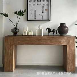 老榆木玄关桌客厅入口玄关台靠墙案桌民宿酒店客厅装饰窄款长条桌