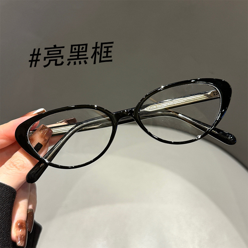 American-Style Narrow Cat-Eye Tortoiseshell Eyeglass Frames for Women, Suitable for Prescription Lenses, Slimming Effect, Small Frame Eyeglass Frame 31316