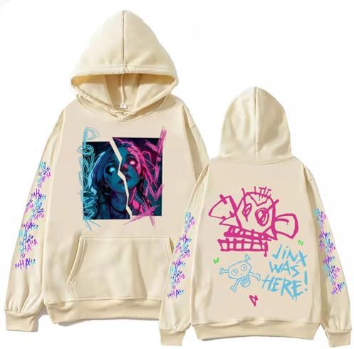 ElegancwCLOW Anime Arcane-Jinx Hoodie Harajuku Hip Hop Pullo