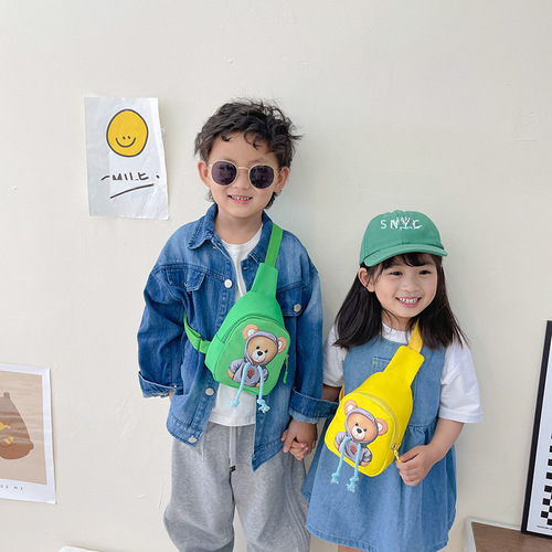 Wholesale Cute Cartoon Style Children's Wear Teddy Bear Unisex Baby Waist Bag Travel Children's Single Shoulder Crossbody Bag