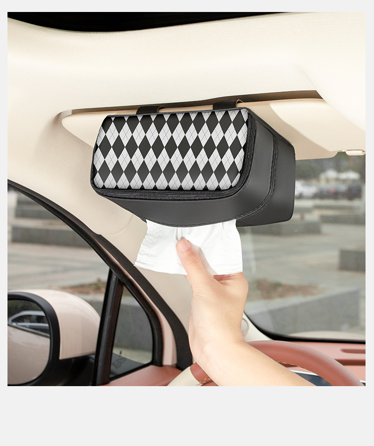 Creative Car Tissue Box INS Camellia Simple Leather Car Interior