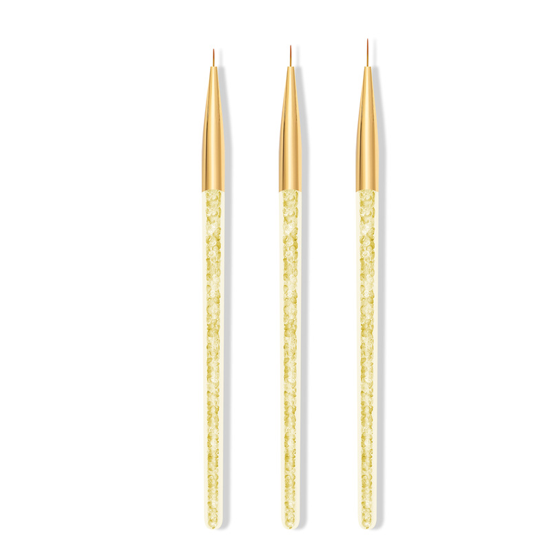 Cruz-frontera nuevo Diamante de uñas de tres piezas de la pluma de dibujo ultra-fina de uñas pintura pluma gancho línea de dibujo de la pluma de color mezclado titular de la pluma de diamante