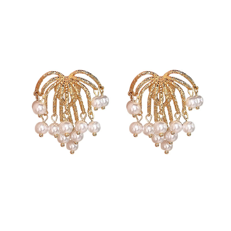 Модные изысканные коралловые серьги с жемчужиной и цирконием, стиль light luxury, стиль высокого качества, простой и элегантный дизайн