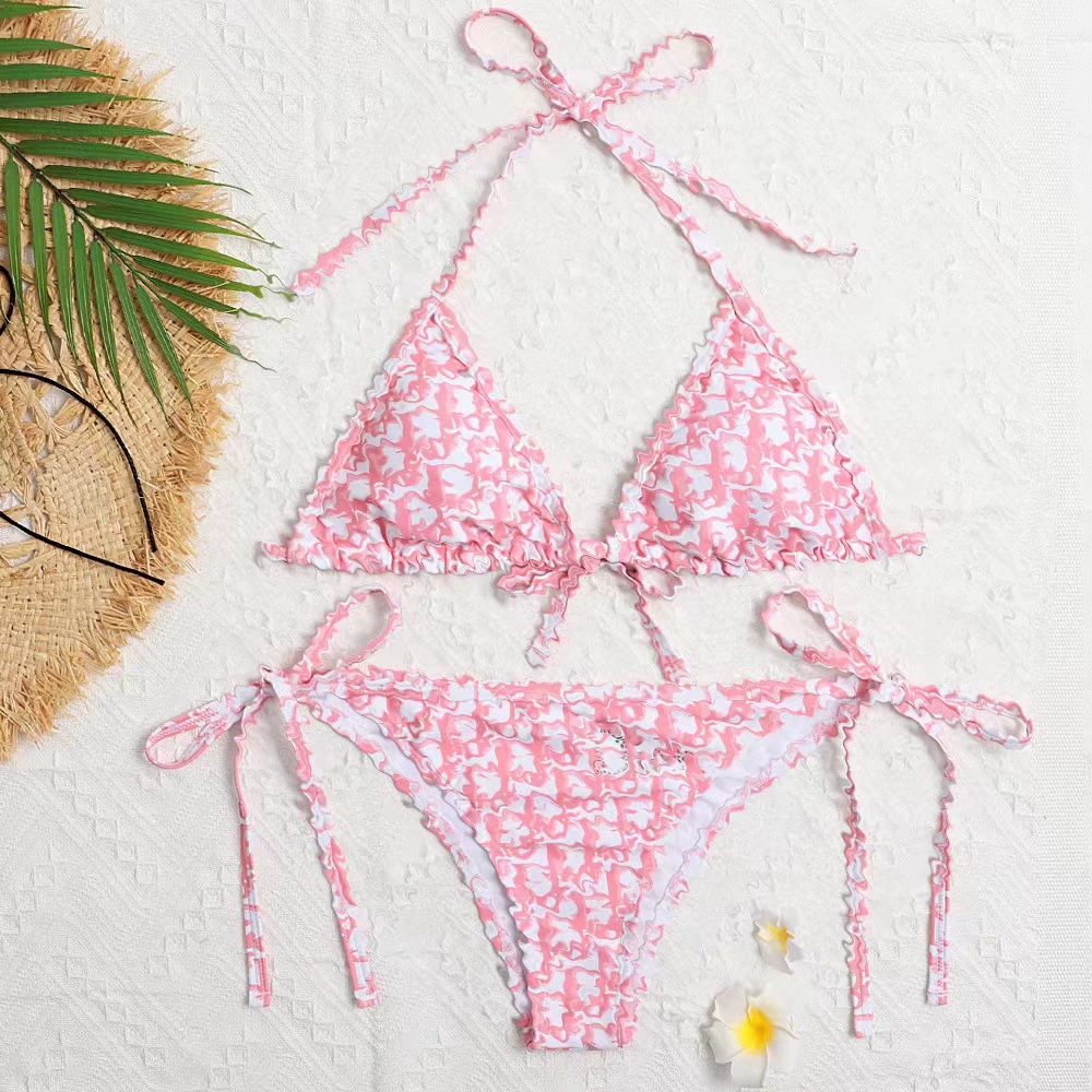 Triangle Bikini Set Women, European-Style Drawstring Sports Swimwear, Sizes S–XL