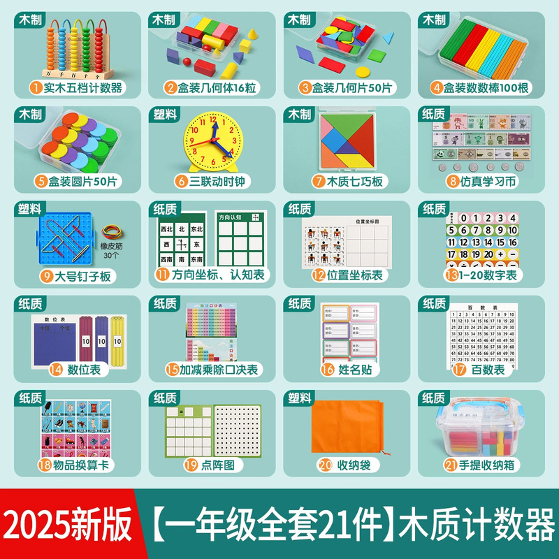 一年级数学教具全套二上册学具盒小学生人教版25必备套装学习用品|undefined