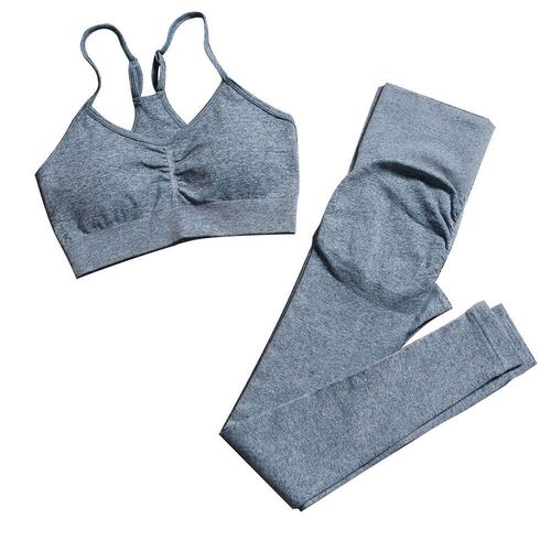 Summer seamless stretch tight fitness nylon high elastic fitness pants sports running yoga pants set