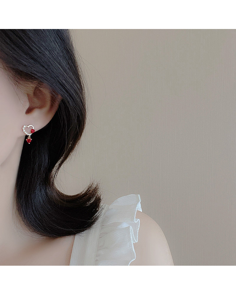 Simple Style Heart Shape Copper Inlay Zircon Drop Earrings 1 Pair