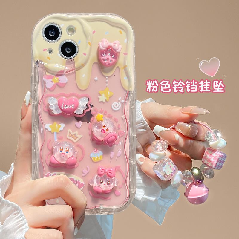 Suitable for Apple 15 Mobile Phone Case Iphone14Promax/13 Cute Kirby Doll Pendant 11/12 Transparent XS
