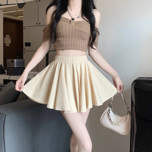 冰丝百褶半身裙裤女夏季韩版宽松甜美防走光百搭a字蓬蓬短裤裙ins