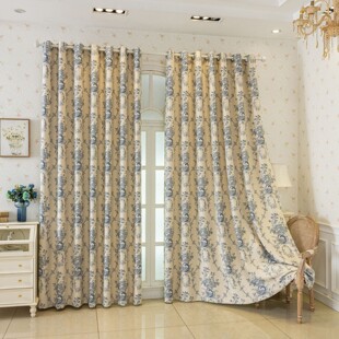 Factory direct black silk high precision curtain shade cloth heat insulation curtain French style curtain cross-border printing curtain
