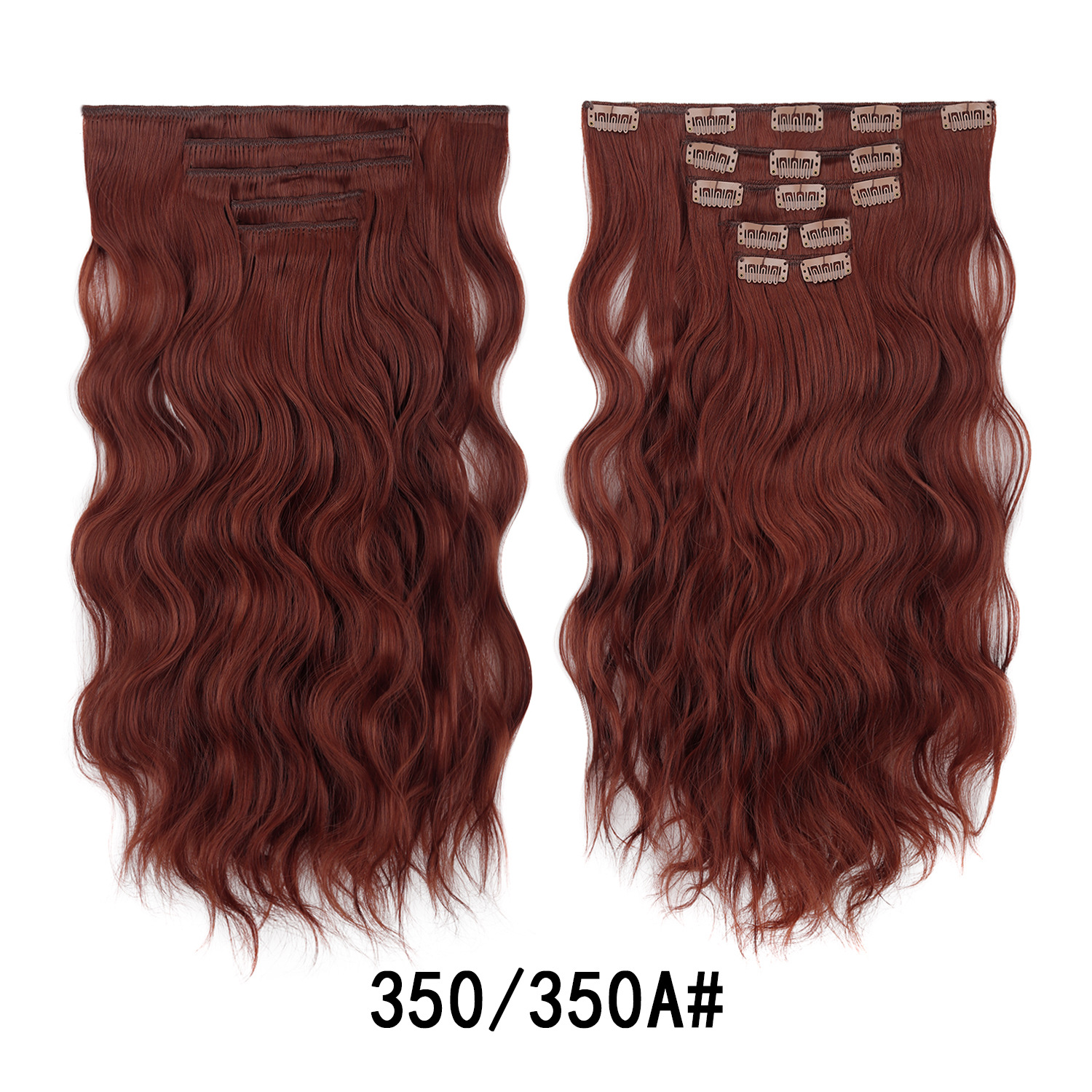 Extension per capelli lunghi e ricci con clip, stile europeo e americano, lunghezza 20 pollici, set da 5 pezzi, con effetto onda d'acqua._voghion.com