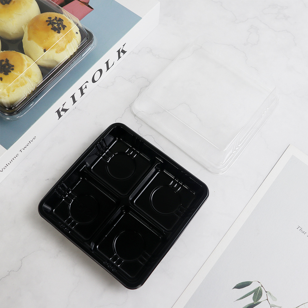 Cuatro cajas de punto oeste, cuatro puffs de nieve, cuatro granos de mantequilla de huevo, 50 g de pastel de luna, caja de embalaje desechable para hornear.