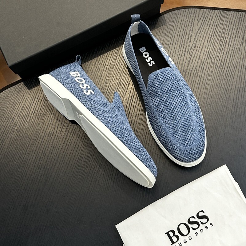 Big Brand New Woven Loafers Boss Hugo Boss Men's Shoes Summer Breathable Lazy Shoes Casual Shoes Trendy