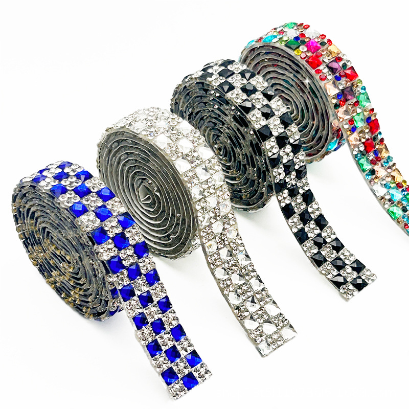 Tela de diamantes de imitación de vidrio adhesivo adhesivo adhesivo adhesivo adhesivo adhesivo de diamantes de imitación pegatinas de diamantes de bricolaje creativos accesorios de joyería adhesivos cinturón decorativo de diamantes de imitación