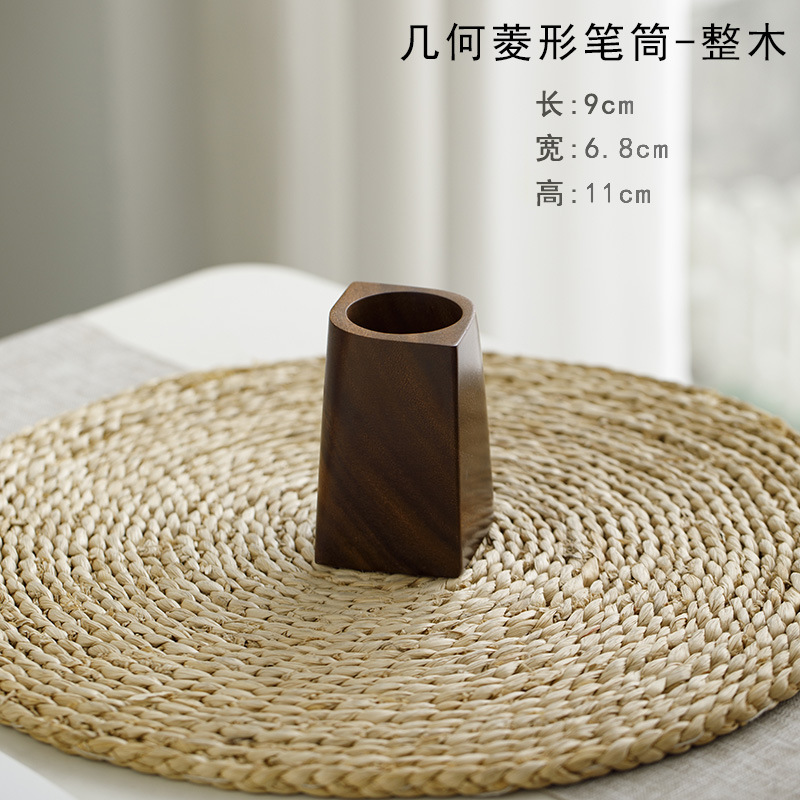 ウォールナットペンホルダー 茶道樽 シングルバレル 高価値卓上収納ペン樽 彫刻ロゴ 木製ベース ベース|undefined