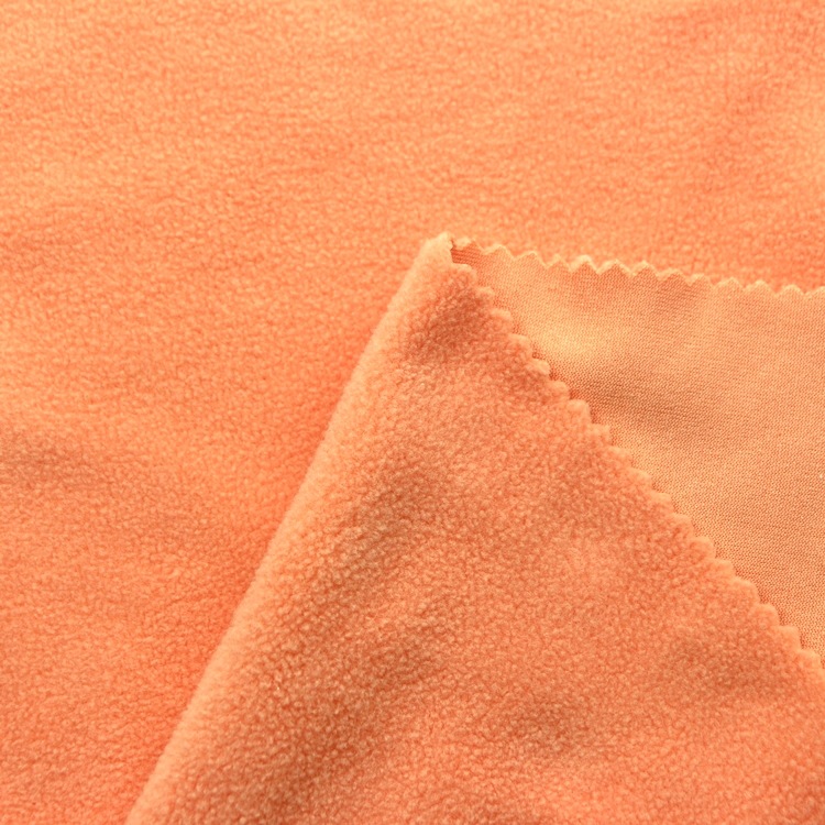 单面涤氨纶摇粒绒服装面料抗起球低弹力氨纶超细单刷单摇粒绒布料