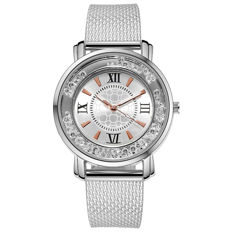 Montre à Quartz pour femmes, nouvelle maille en plastique avec perles de sable à la dérive_voghion.com