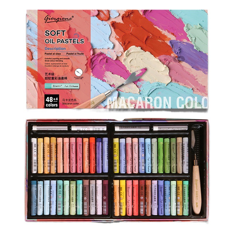 Giorgione Heavy Color Oil Painting Stick Wholesale Super Soft Crayon Scraper suit 48 Color Morandi 24 Macarons