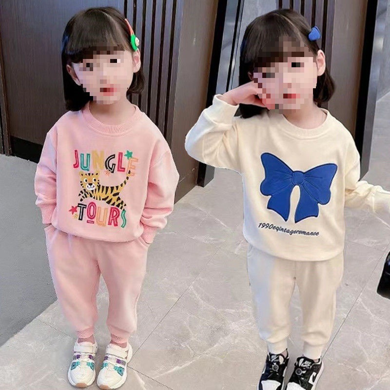 春秋季女童套装2025新款洋气女宝卫衣长袖休闲套装儿童网红两件套