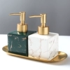 Fang square bottle green white stone pattern+large golden tray