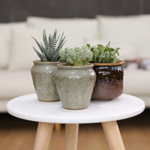 Source Factory Minimalist Fashion Pine Plant Stand 2-Piece Set with Natural Color Legs, Wooden Side Table, Round White Table for Home