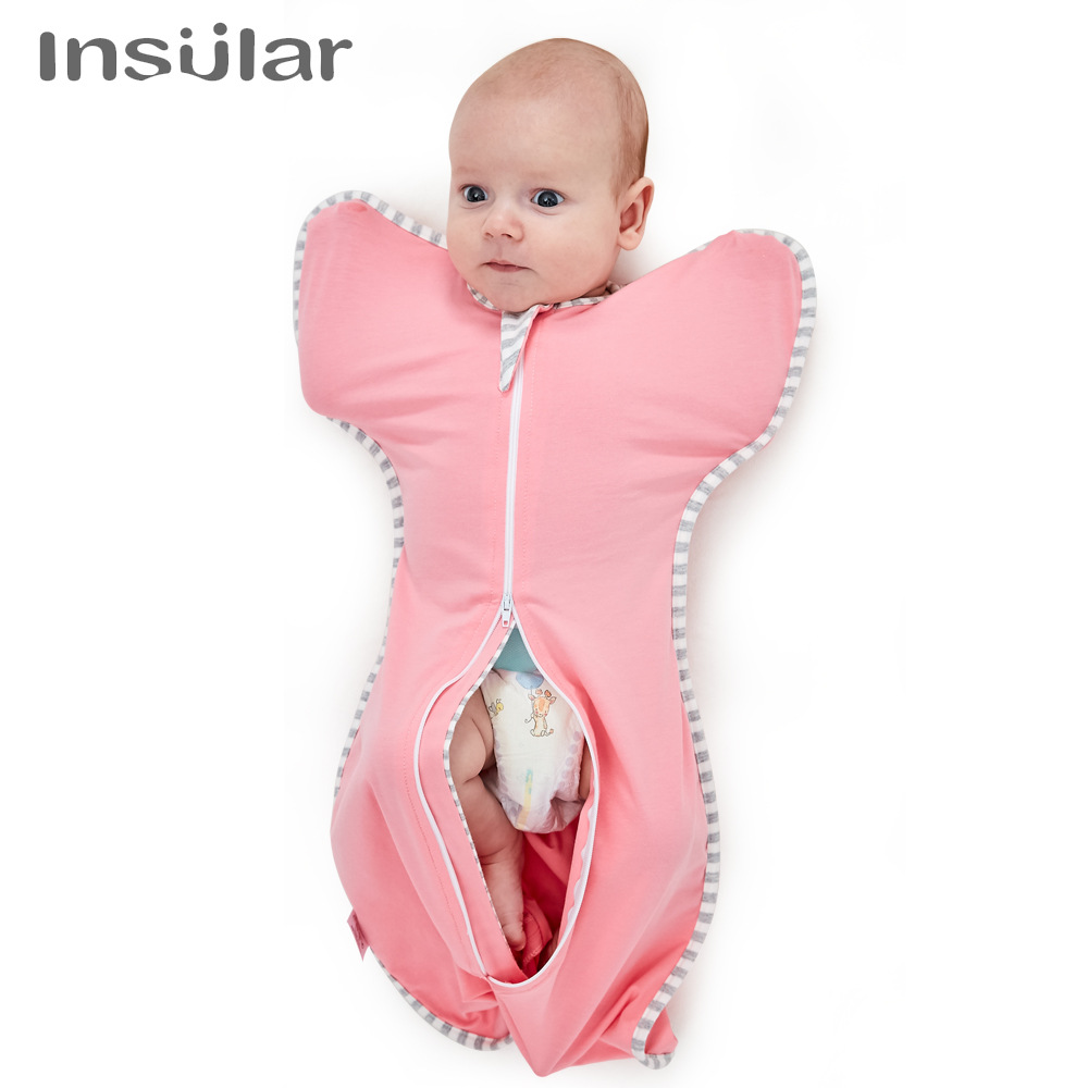 Yinmei Four Seasons bebé anti-shock swaddling toalla bebé Algodón puro elástico swaddling toalla saco de dormir manga desmontable transfronteriza