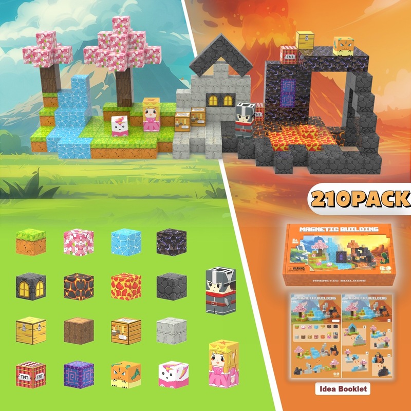 クロスボーダーマインクラフト磁気ブロックビルディングブロック磁気ブロックセットさくらプリンセスナイト STEM 感覚おもちゃ|undefined