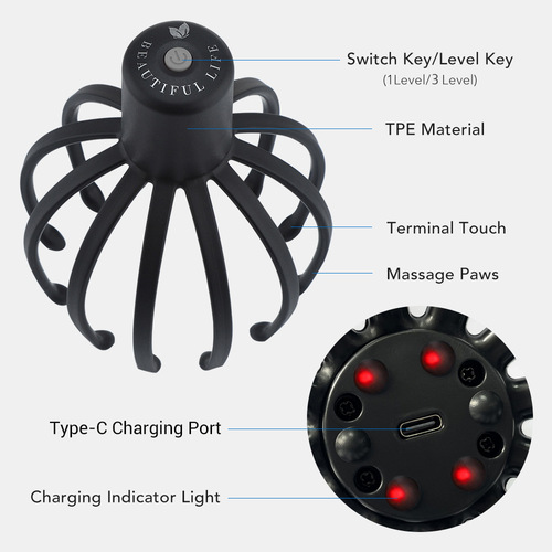 Cross-border supply multi-claw electric massager head and scalp kneading massager Octopus electric head massage claw