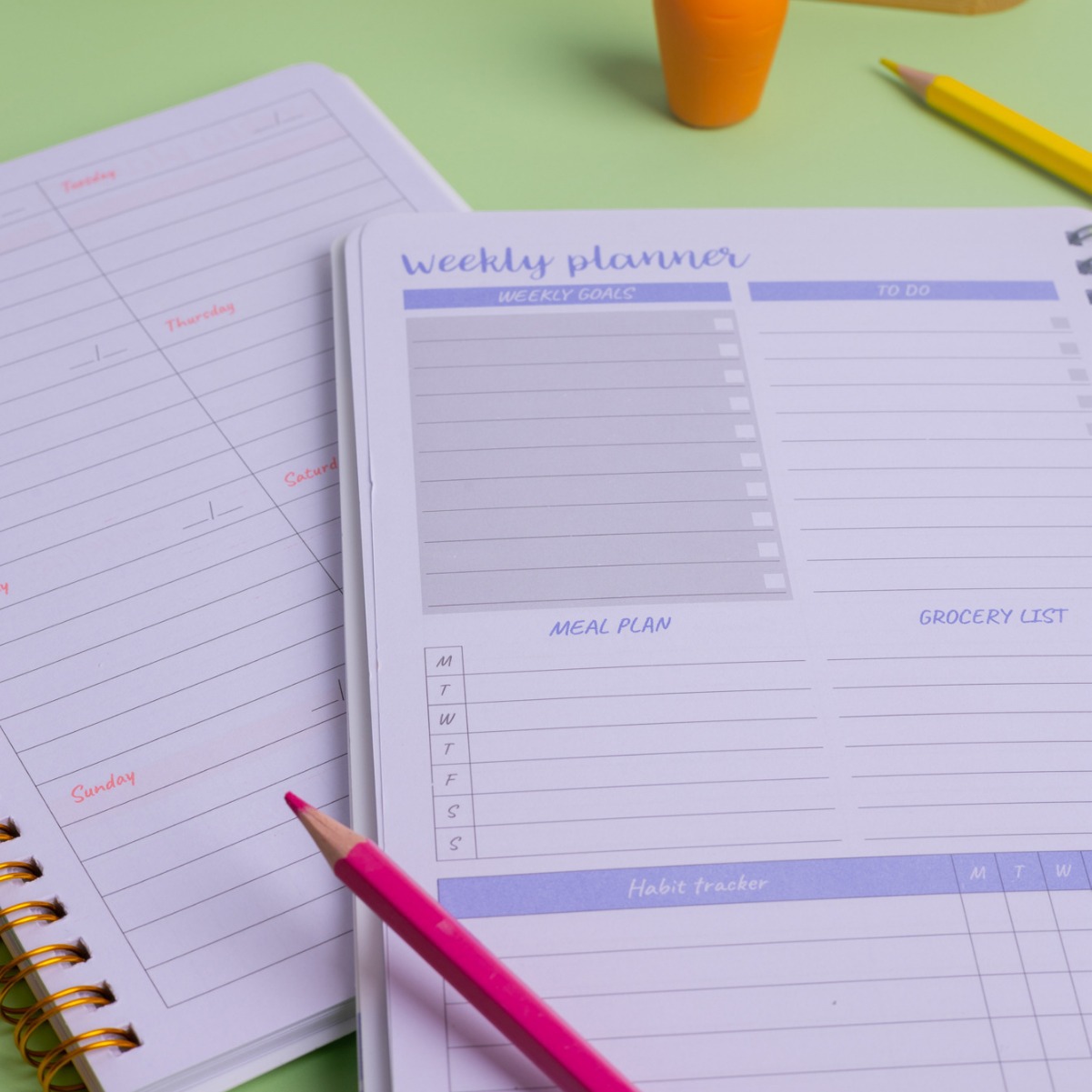 Cubierta de PP registro semanal de este cuaderno de bobina A5 bobina de dibujos animados diario semanal de estudiantes de secundaria al por mayor