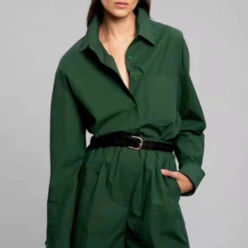 FR Ken Dou Same Style European and American Fashion Boyfriend Style Elegant Loose Breathable Profile Embroidered Shirt