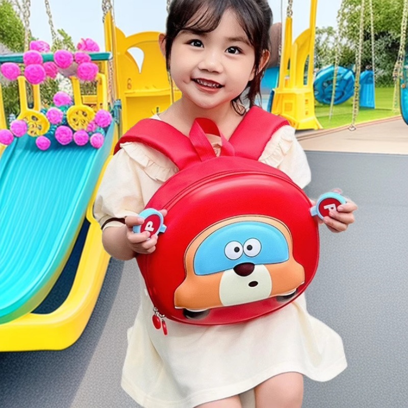 2025 nueva mochila de jardín de infantes lindo coche bebé mochila ligera para niños niñas mochila de cáscara de huevo