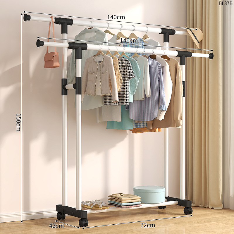 BL37B-직선 다리 이중 극 텔레스코픽 140 흰색 확장 및 휠과 결합된 플라스틱 철