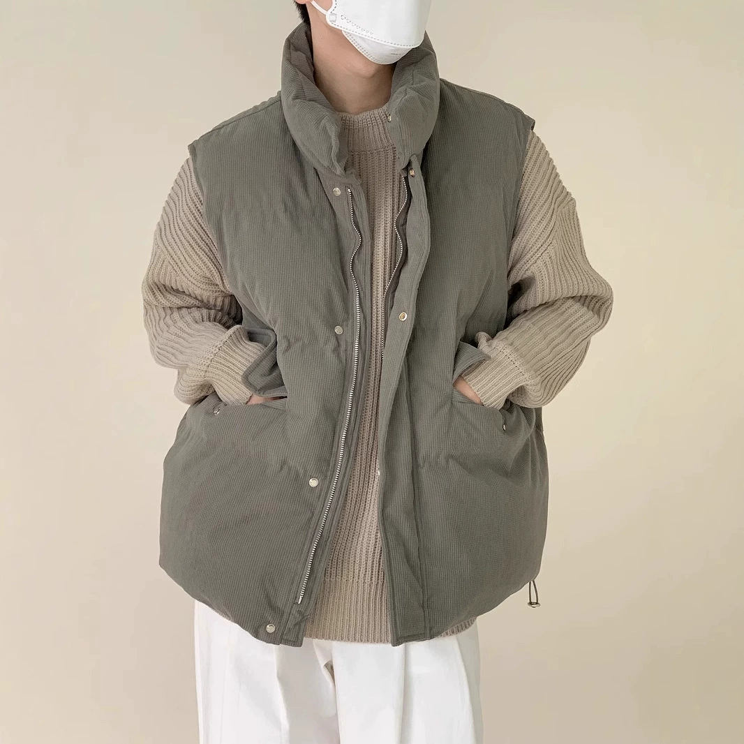 Вафугер вельветовый ватный жилет мужской зимний толстый стоячий воротник ватный жилет