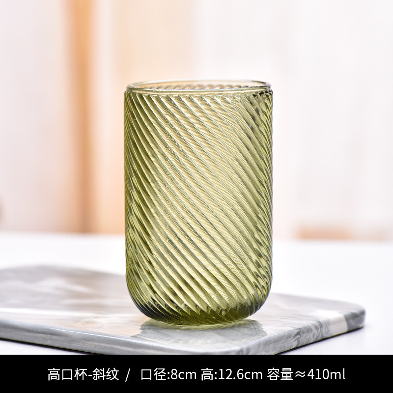 Copa de rayas verticales de vidrio retro europeo, copa de vino tinto, copa de postre alto de helado, copa de vino de frutas de uva de champán casero