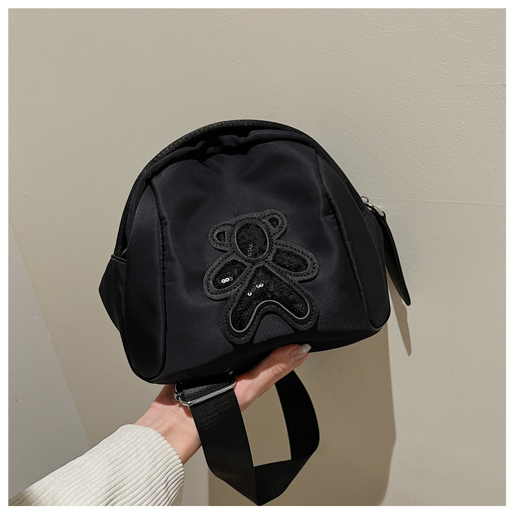 commuter leisure bear sequined Oxford cloth bag crossbody bag chest bag shell bag_voghion.com