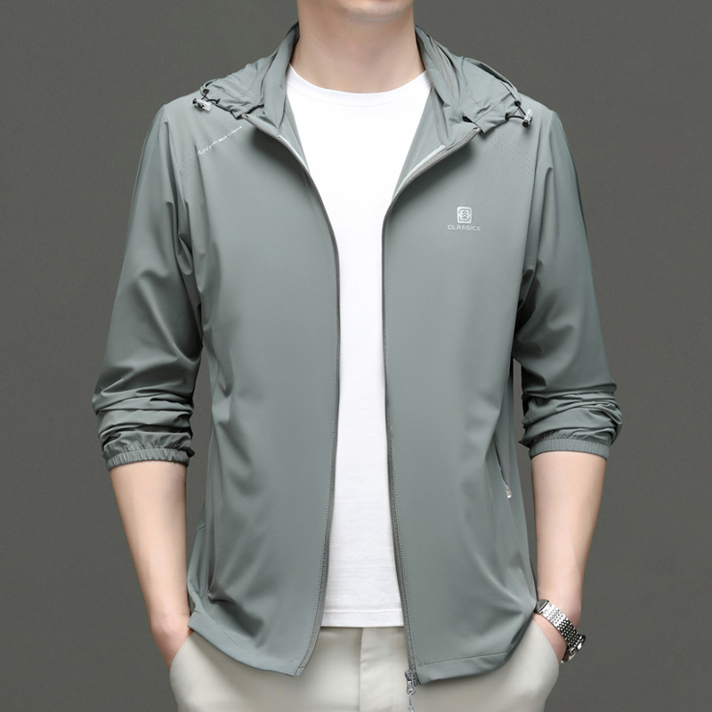 Summer Ultra-thin Coat Men's Sunscreen Clothing Ice Silk Fishing Sunscreen Clothing Middle-aged and Elderly Dad Jacket