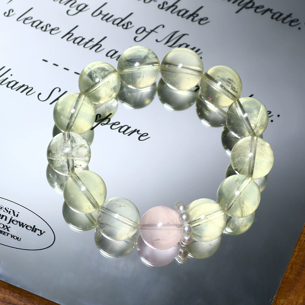 Xiaohongshu браслет с лимонным цитрином, ледяной прозрачный розовый кварц, ювелирные изделия, браслет «сделай сам», женский браслет ручной работы из бисера