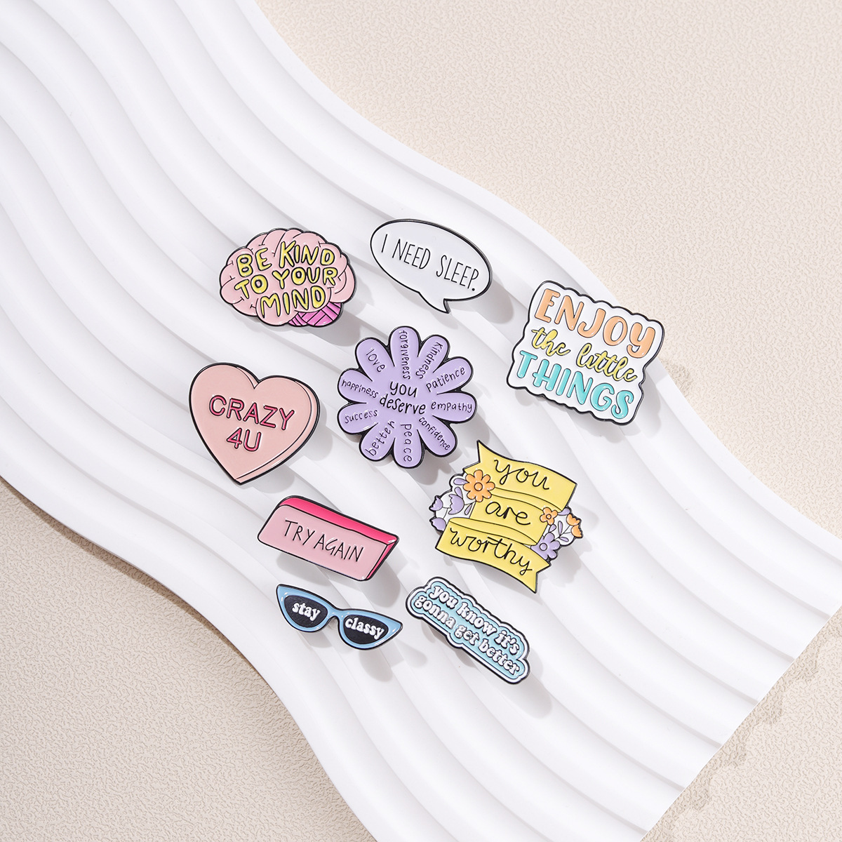 Cartoon Style Pin Letter Heart Shape Flower Alloy Stoving Varnish Unisex Brooches display picture 7