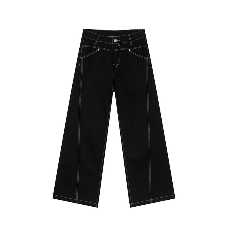 EF JEANS | 2025 spring new American design sense series bright line contour three-dimensional black casual jeans