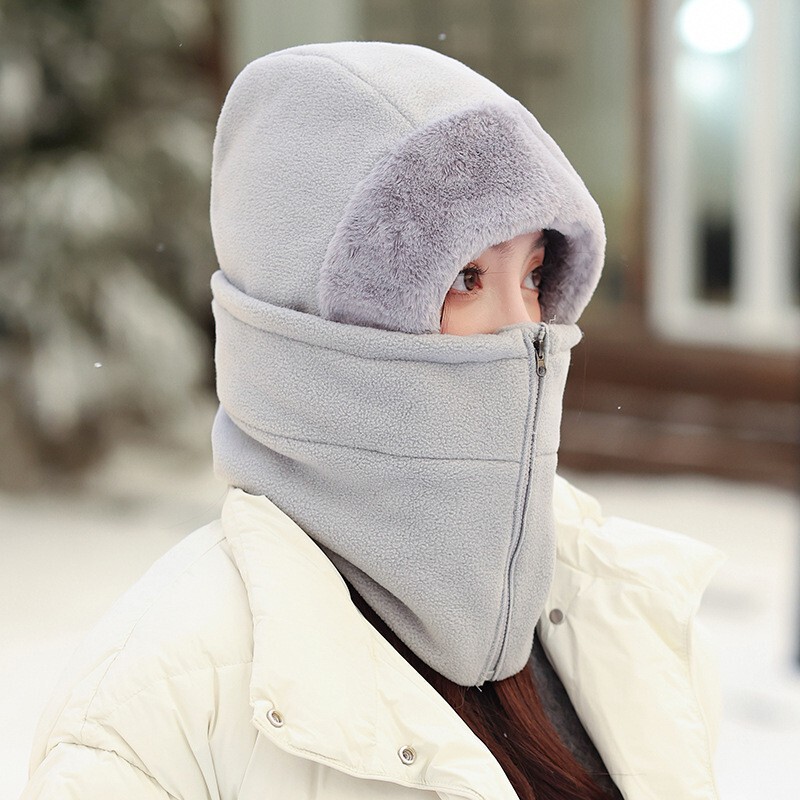 跨境帽子女冬季水波纹毛绒帽防风保暖套头帽可戴头盔骑行帽子批发|undefined