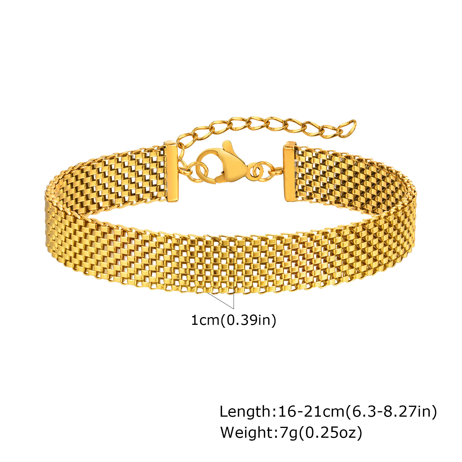 Gold Mesh Watch Strap Bracelet For Women Stainless Steel Jewelry_voghion.com