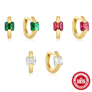 S925 sterling silver diamond-embedded light luxury elegant design ear ring ear buckle European and American hot selling INS colored diamond earrings earrings for women