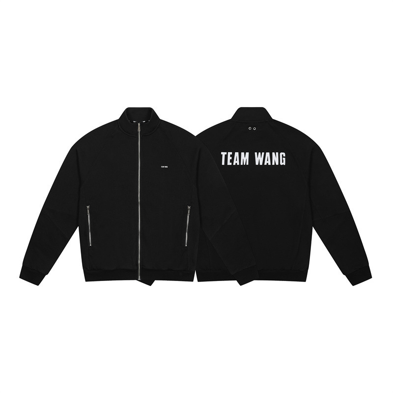 Team Wang Jackson Wang Same Style First Generation Stand Collar Knitted Jacket Silicone Jacket Men's and Women's Zipper Top Cross-Border Team Wang Jackson Wang Same Style First Generation Stand Collar Knitted Jacket Silicone Jacket Men's and Women's Zipper Top Cross-Border