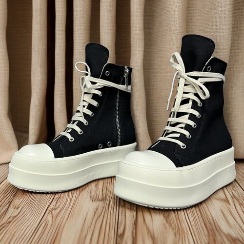 2025 High-top Canvas Twill Fashion Versatile Thick Heel Invisible Platform Shoes for Men and Women
