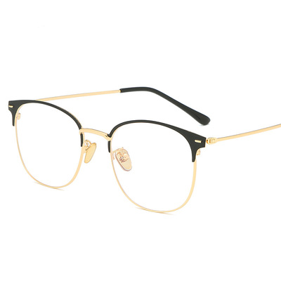 新款男士时尚成品防蓝光近视镜男女商务光学眼镜女青年金属近视镜|ru